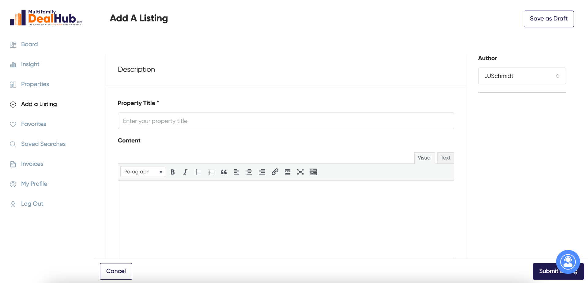 MFDH Add Listing Interface